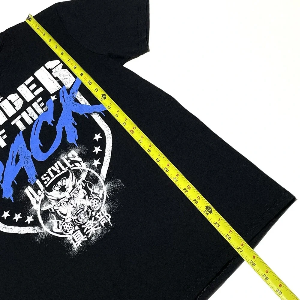 WWE Authentic T-shirt AJ‎ Styles Black Men's Medium DOUBLE SIDED Logo